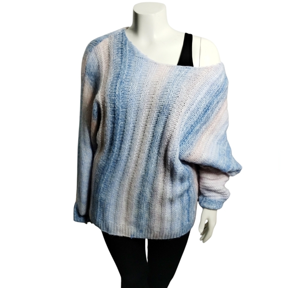 Vine & Love Women's Chunky Oversized Doman Sleeve Ombre Knit Sweater size L Soft